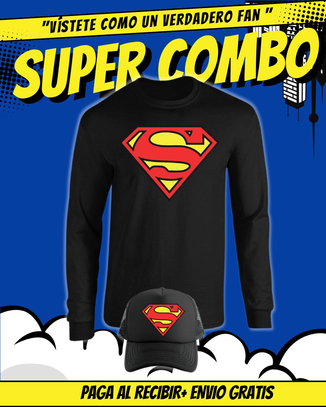 COMBO SUPERMAN CAMIBUZO+GORRA