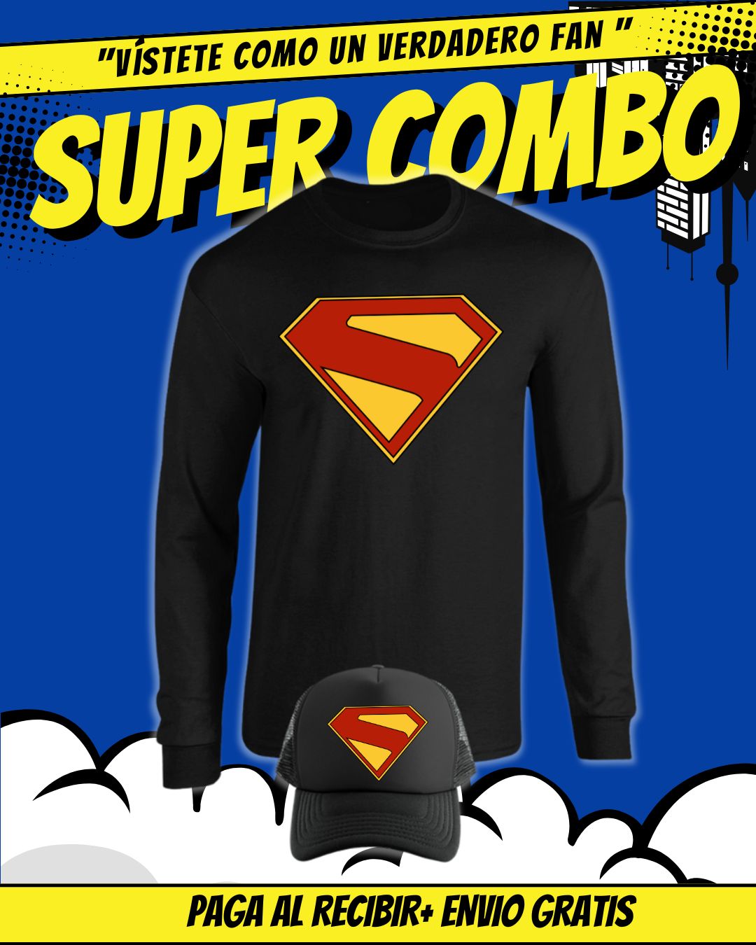 COMBO SUPERMAN CAMIBUZO+GORRA