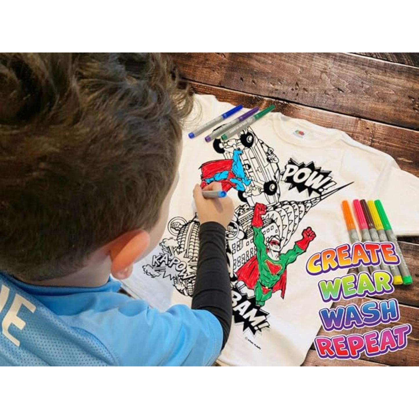 Camiseta Para Colorear Niños Creativa Divertida + Marcadores