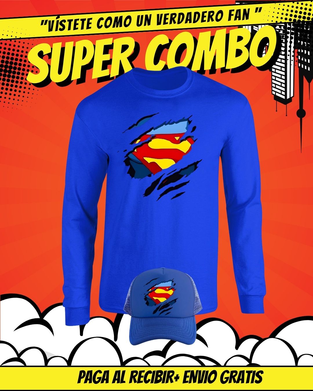 COMBO SUPERMAN CAMIBUZO+GORRA