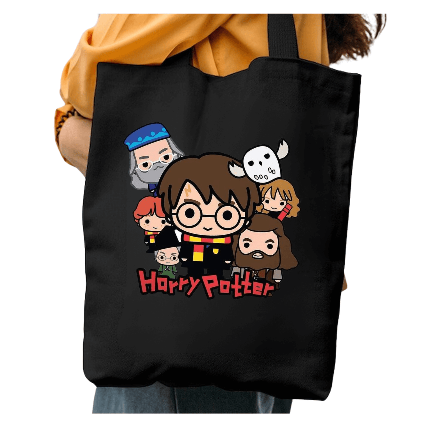 TOTEBAG PERSONAJE HARRY POTTER BOLSO NEGRA ALGODON