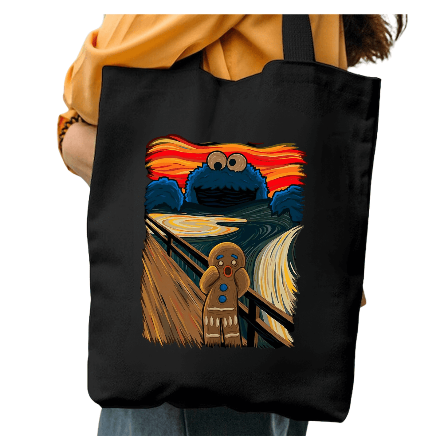 TOTEBAG EL GRITO COMEGALLETAS BOLSO NEGRA ALGODON