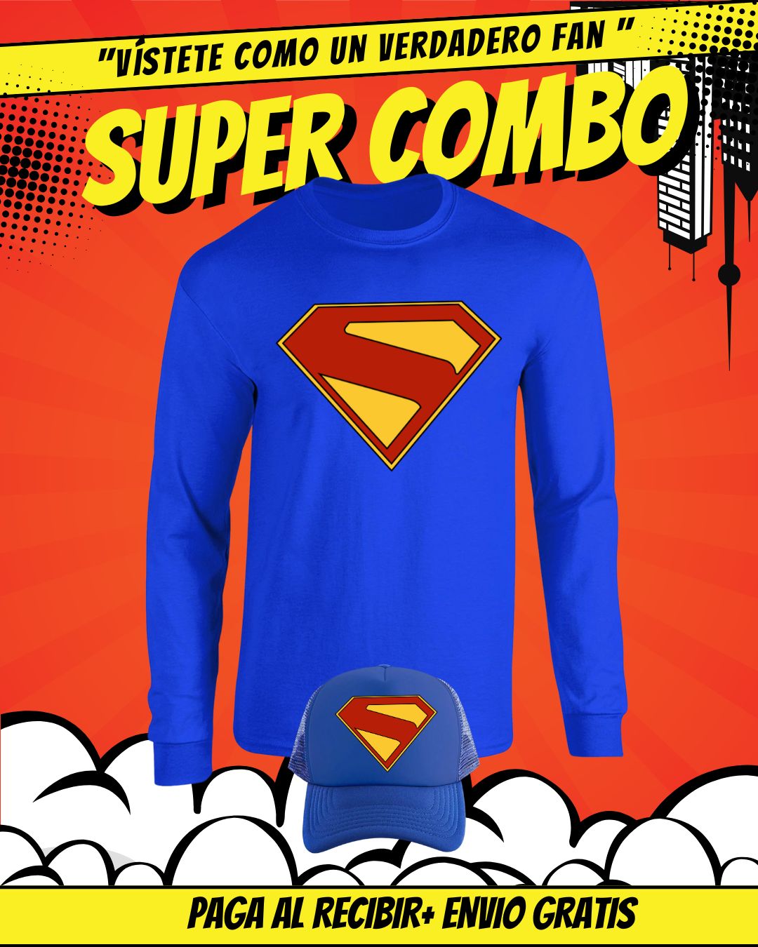 COMBO SUPERMAN CAMIBUZO+GORRA
