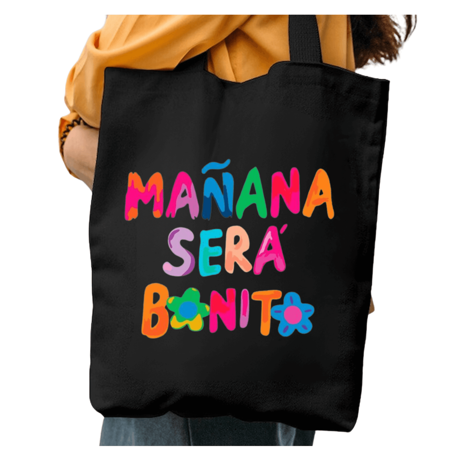 TOTEBAG KAROL G MAÑA SERA BONITO BOLSO NEGRA ALGODON