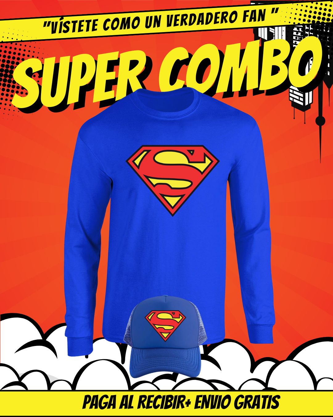 COMBO SUPERMAN CAMIBUZO+GORRA
