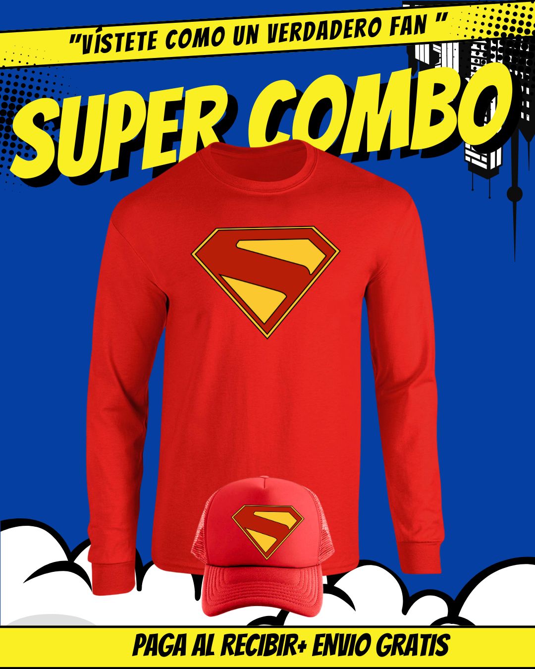 COMBO SUPERMAN CAMIBUZO+GORRA
