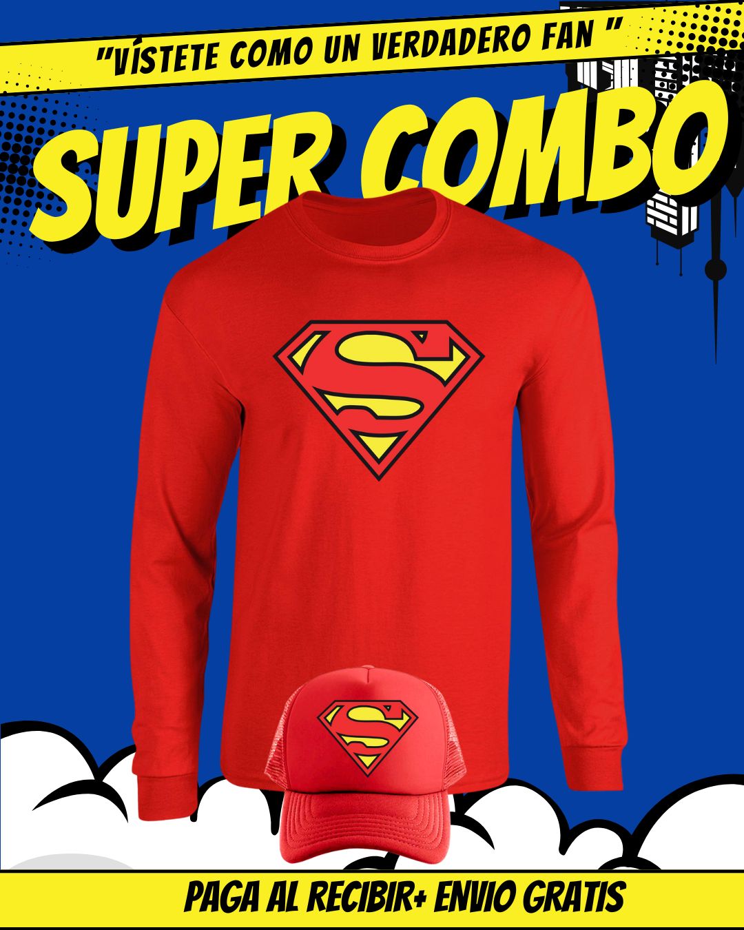 COMBO SUPERMAN CAMIBUZO+GORRA