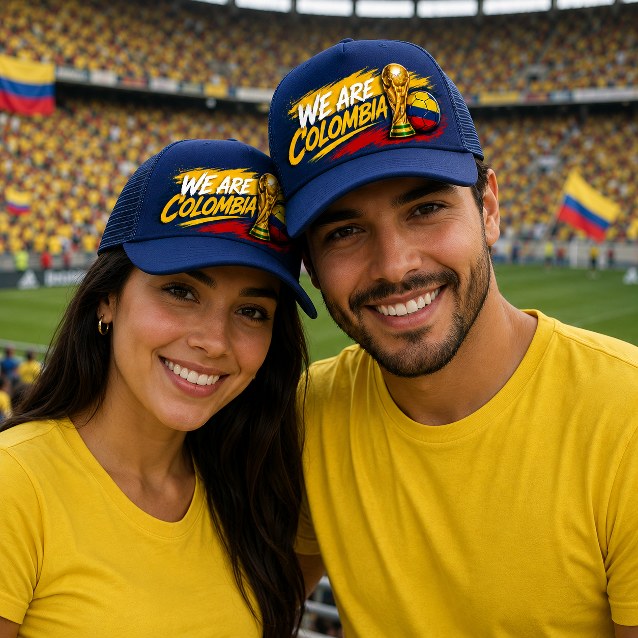 GORRA WE ARE COLOMBIA MUNDIAL FUTBOL 2x1