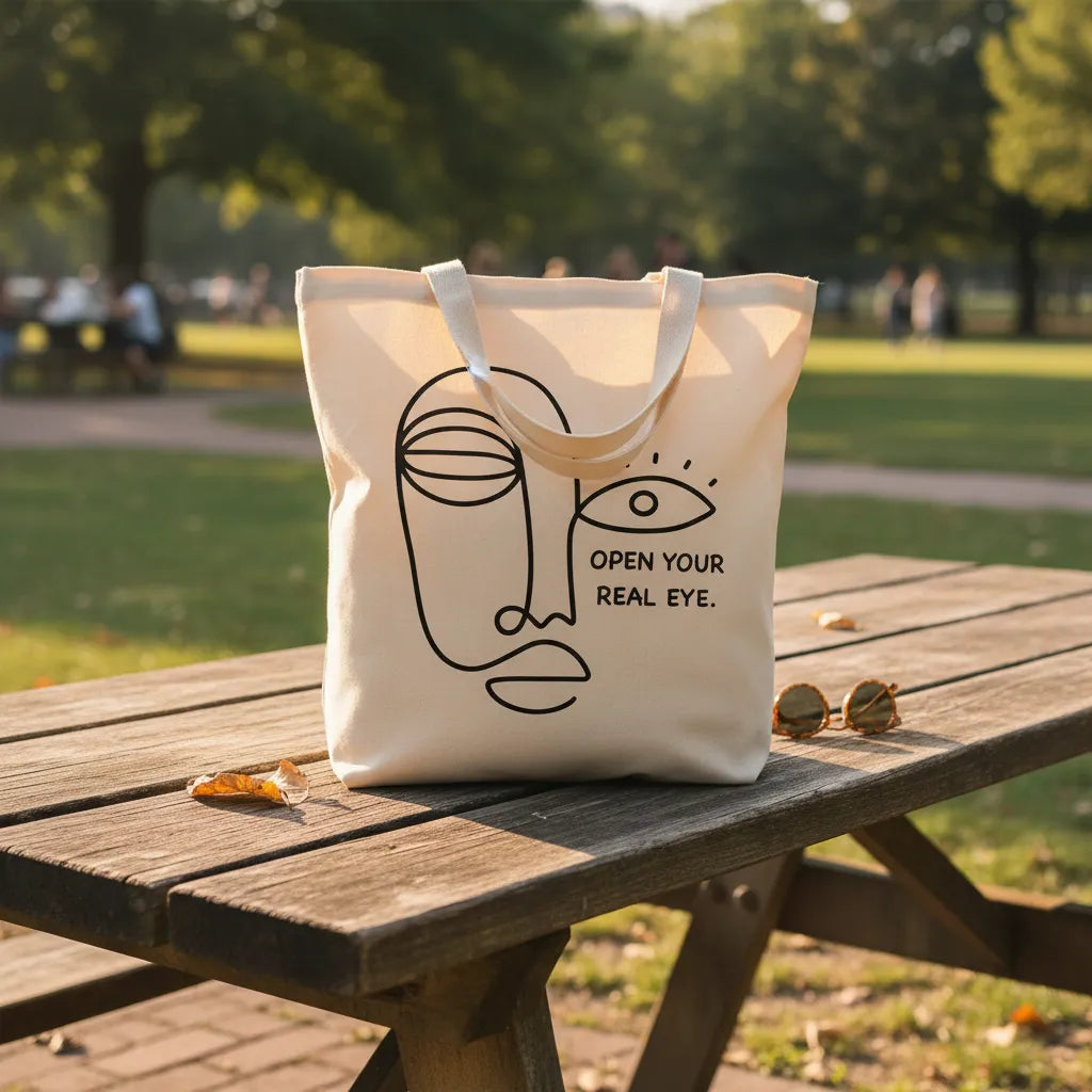 TOTEBAGOPEN YOU REAL EYE BOLSO ALGODON