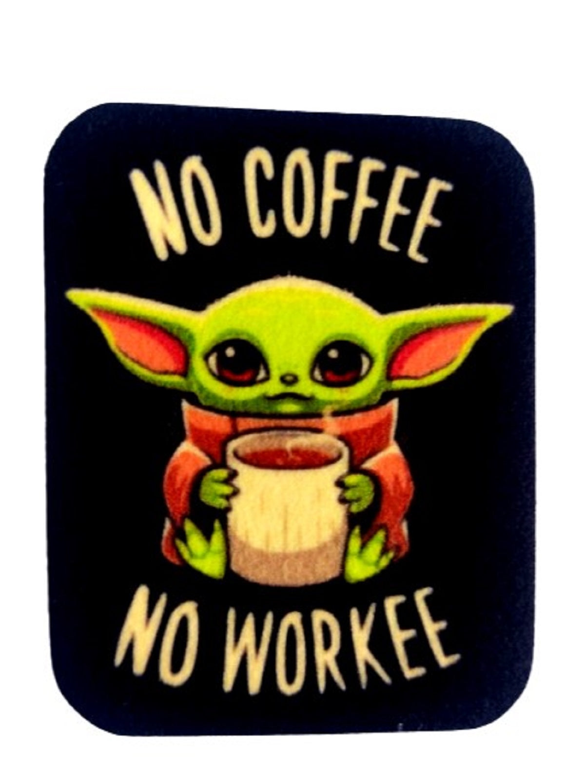 PARCHE TEXTIL NO COFFE YODA STAR WARS COLORES APLIQUE TEXTIL PEGA CON PLANCHA