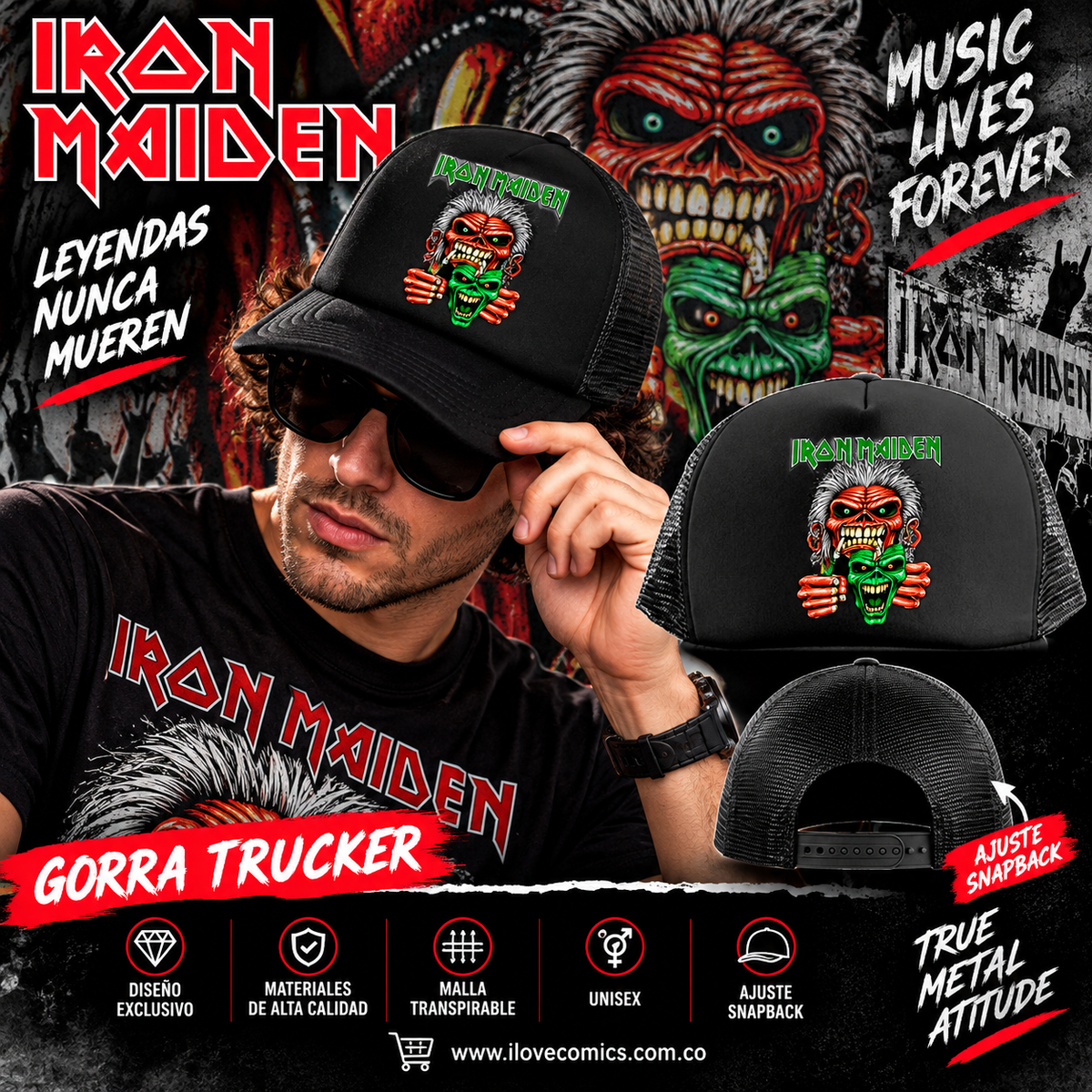 GORRA TRUCKER IRON MAIDEN – EDDIE GREEN HEAD