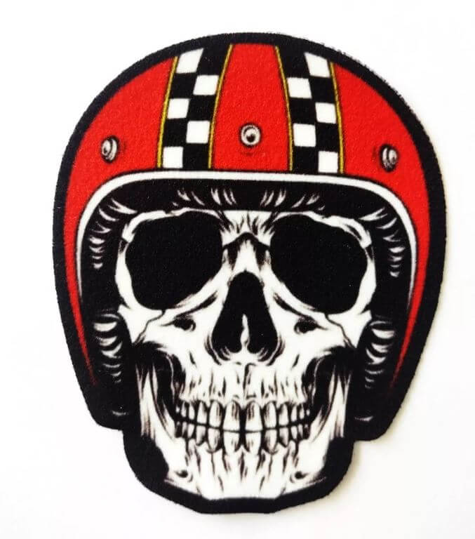 PARCHE TEXTIL MOTO CALAVERA APLIQUE TEXTIL PEGA CON PLANCHA