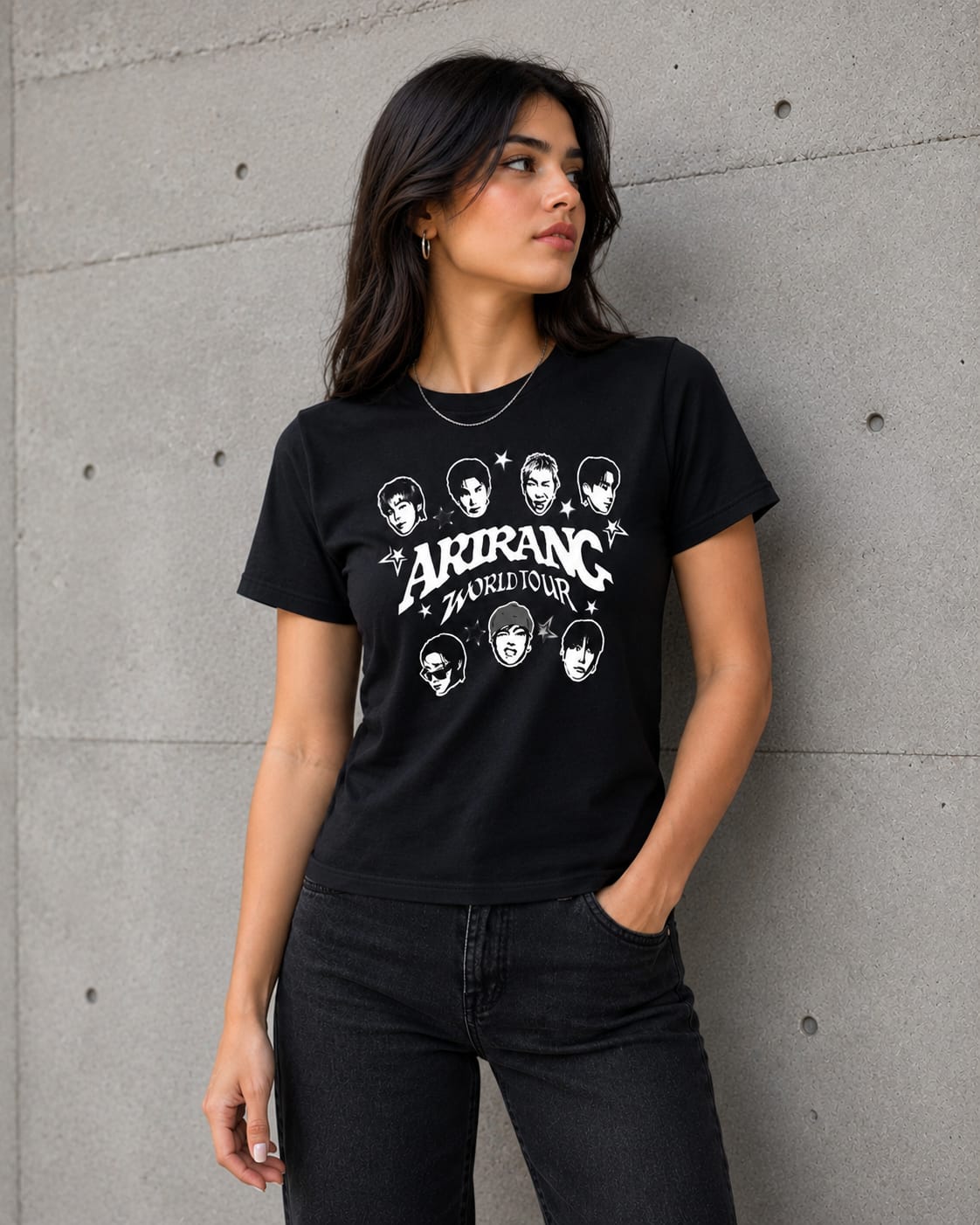 CAMISETA BTS ARIRAN WORLD TOUR 2026 MUJER NEGRA