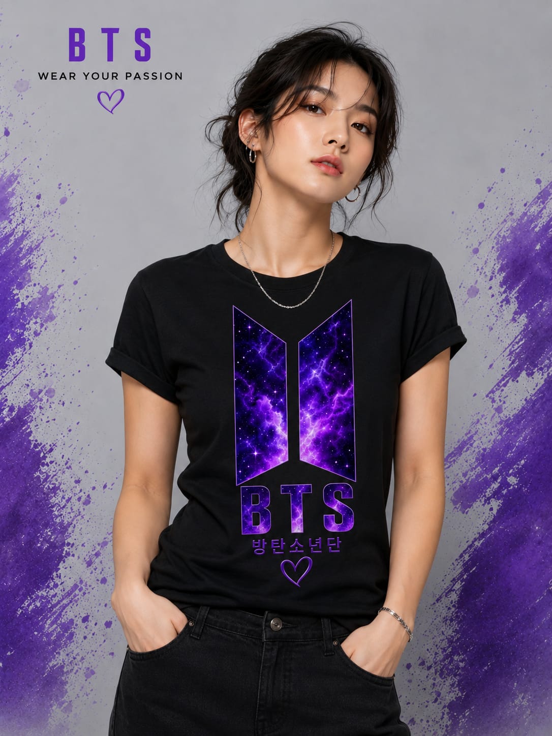 CAMISETA BTS ARIRAN WORLD TOUR 2026 MUJER LOGO BLACK