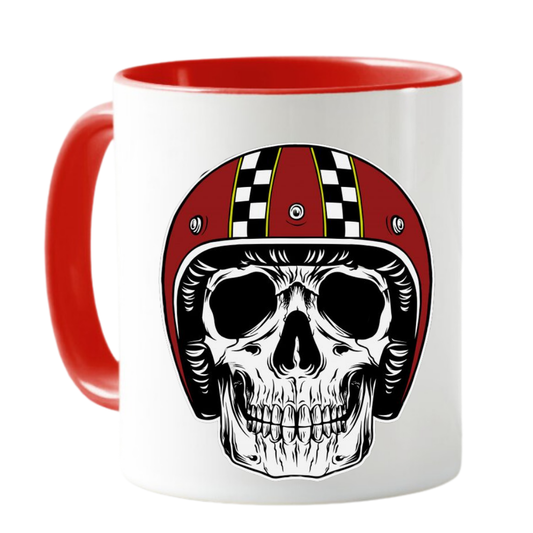 MUG MOTOCICLISTA CALAVERA MOTERO TAZA CERAMICA