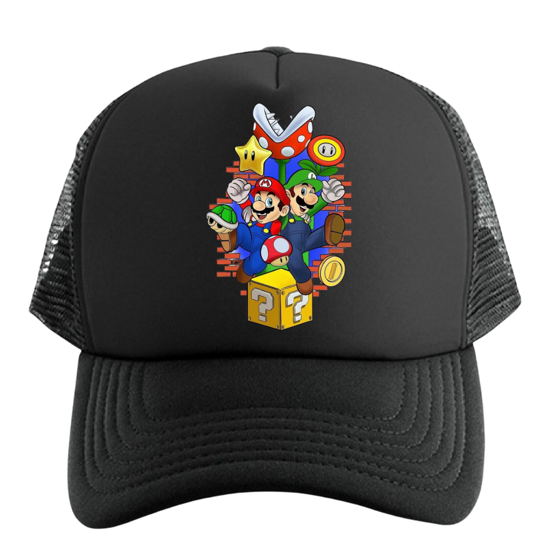 MARIO BROS LUIGU FLOR GORRA TRUCKER CAMIONERA MALLA