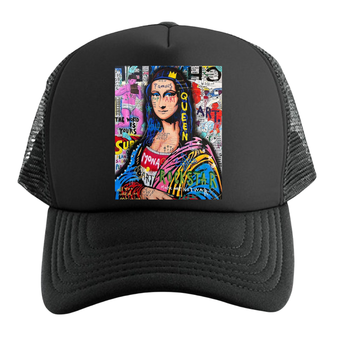 MONALISA GORRA TRUCKER CAMIONERA MALLA POP ART