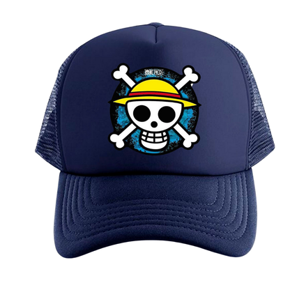 GORRA ONE PIECE LOGO  GORRA AZUL MALLA TRUCKER