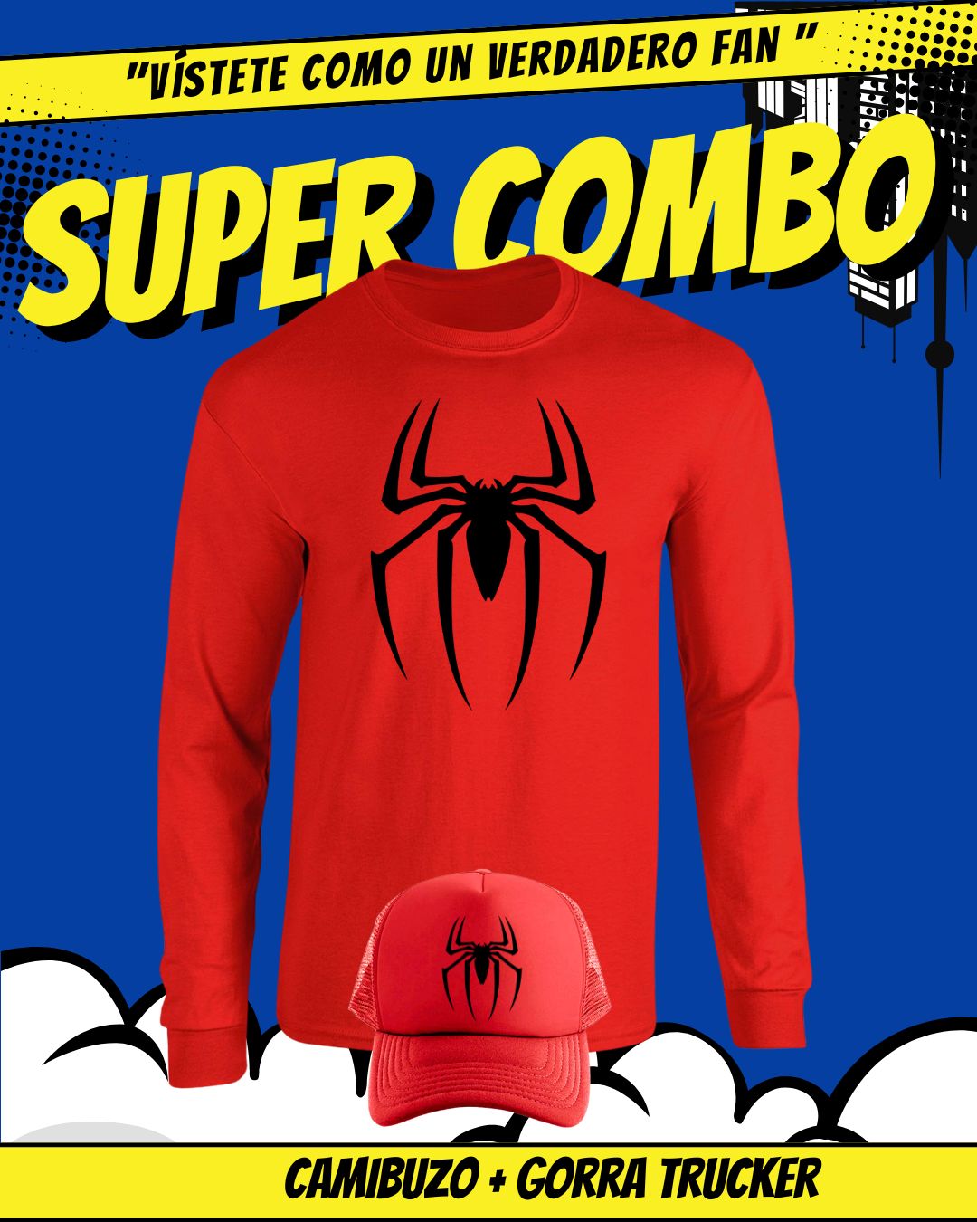 SPIDERMAN SET CAMIBUZO GORRA