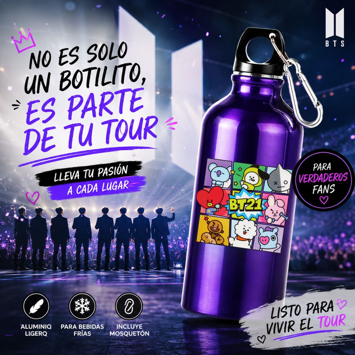BOTILITO BTS BT21 MORADO