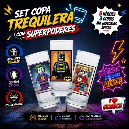 COPAS SHOTS BATMAN GUASON TEQUILERAS X3
