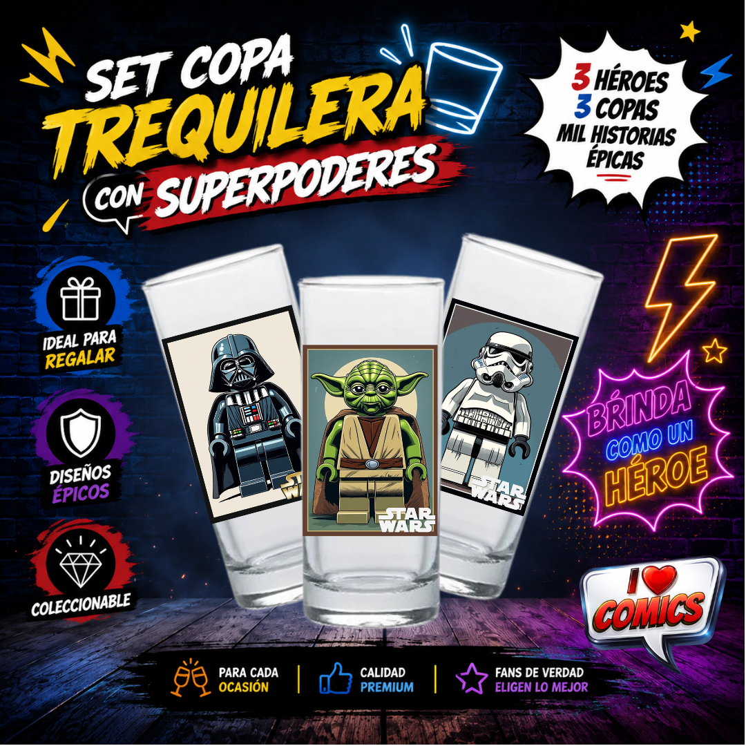 COPAS SHOTS STAR WARS TEQUILERAS X3