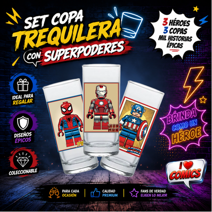 COPAS SHOTS LEGO SUPERHEROES  TEQUILERAS X3
