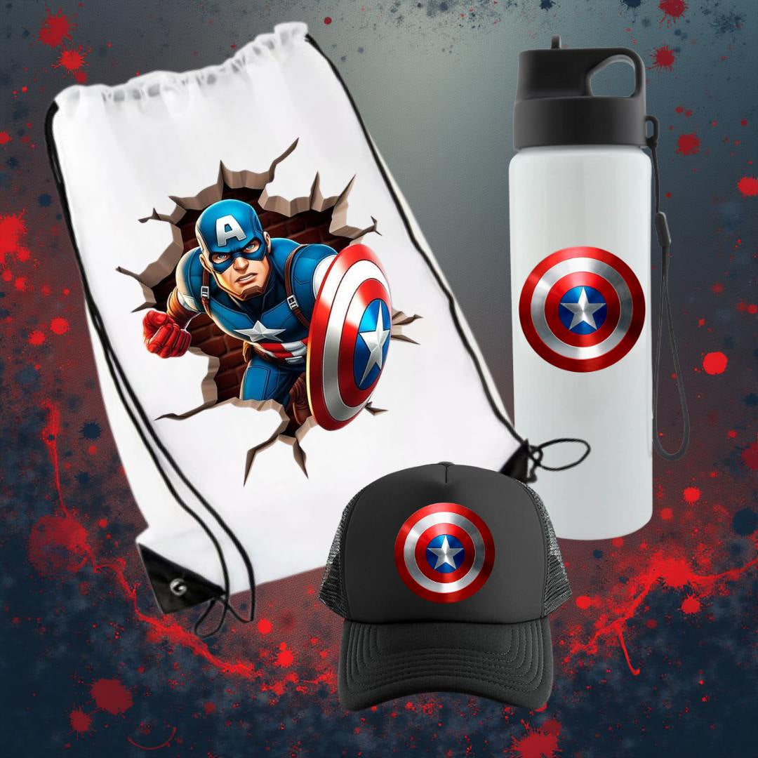 COMBO CAJA DE REGALO CAPITAN AMERICA FANS