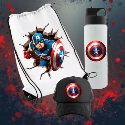 COMBO CAJA DE REGALO CAPITAN AMERICA FANS
