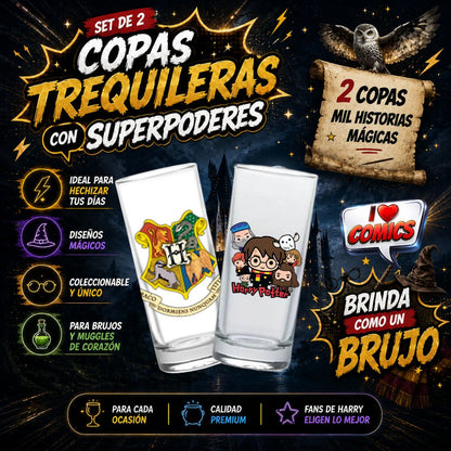 COPAS SHOTS HARRY POTTER HOGWARTS TEQUILERAS X2