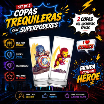 COPAS SHOTS IRON MAN vs CAPITAN AMERICA TEQUILERAS X2