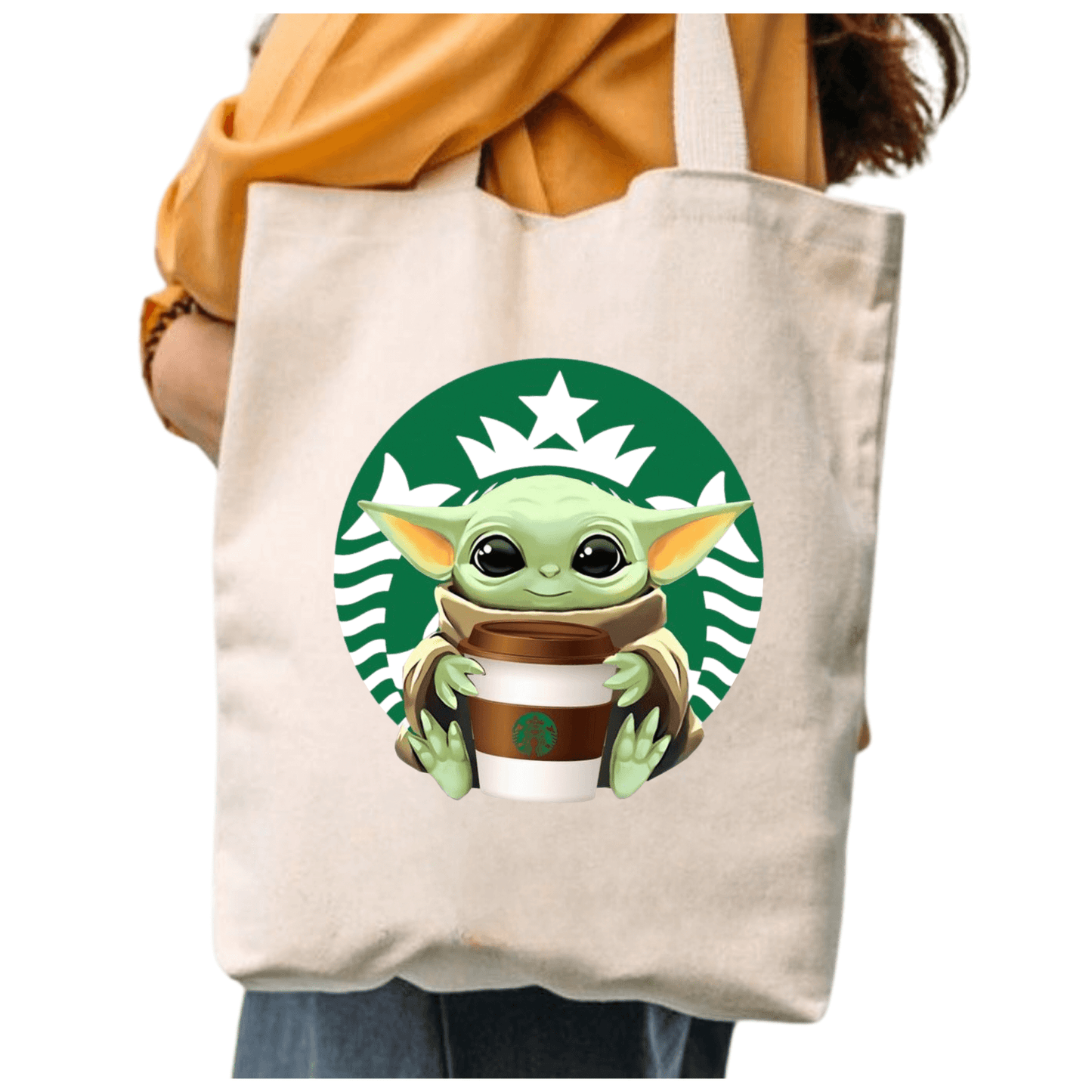 TOTEBAG COFFEE BABY YODA COFFEE  BOLSO ALGODON