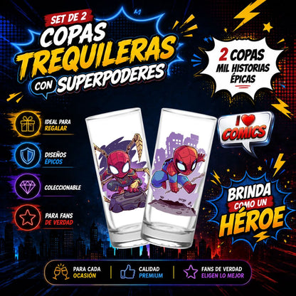 COPAS SHOTS SPIDERMAN  TEQUILERAS X2