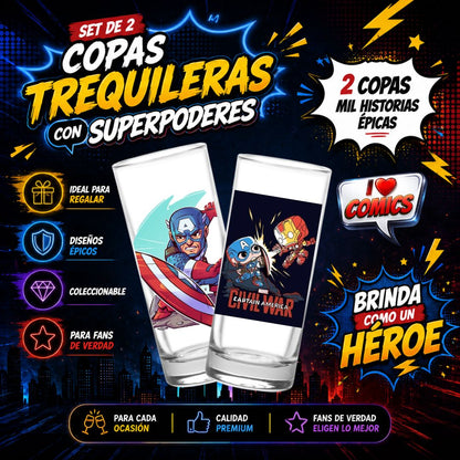 COPAS SHOTS CAPITAN AMERICA CIVIL WAR  TEQUILERAS X2