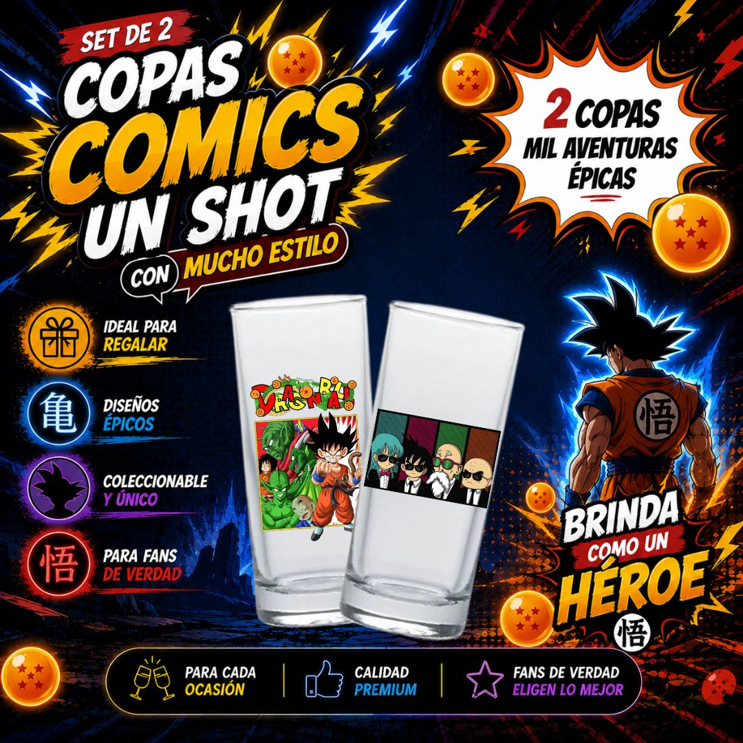 COPAS SHOTS  DRAGON BALL TEQUILERAS X2