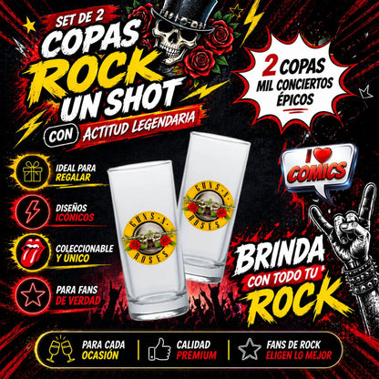 COPAS SHOTS GUNS AND ROSES ROCK TEQUILERAS X2