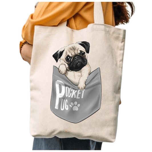 TOTEBAG POCKET PUG BOLSO ALGODON