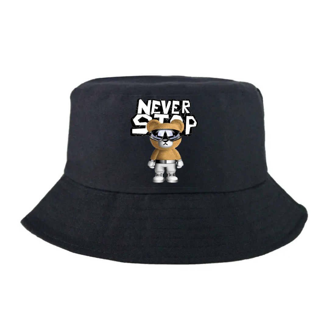 NEVER STOP OSO GORRO PESCADOR PESQUERO