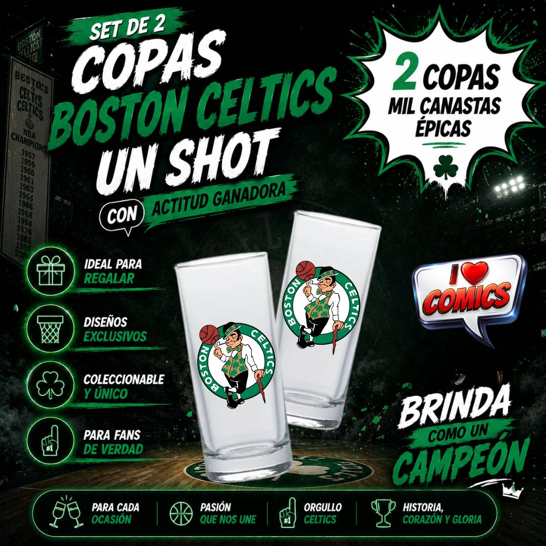 COPAS SHOTS BOSTON CELTICS BASKET TEQUILERAS X2