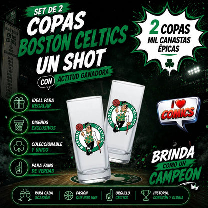 COPAS SHOTS BOSTON CELTICS BASKET TEQUILERAS X2