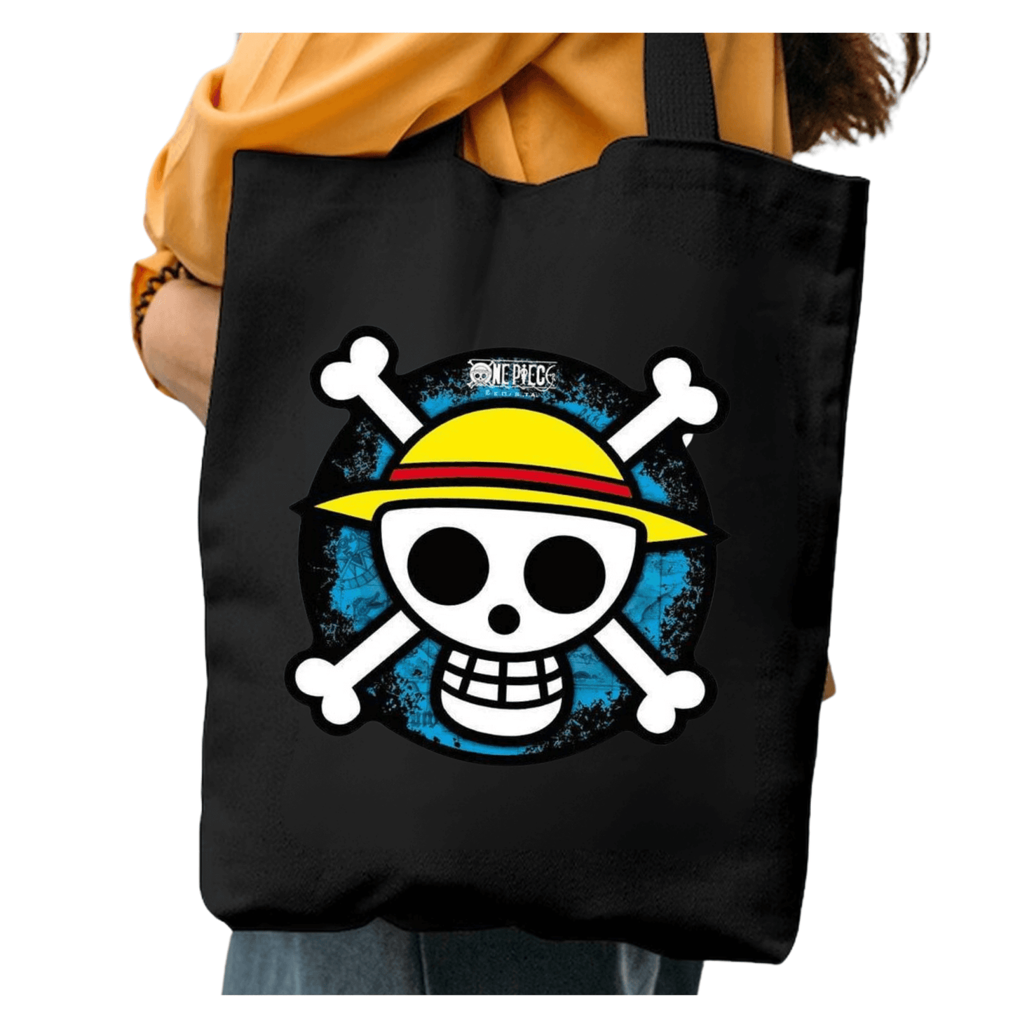 TOTEBAG BANDERA PIRATA ONE PIECE BOLSO NEGRA ALGODON