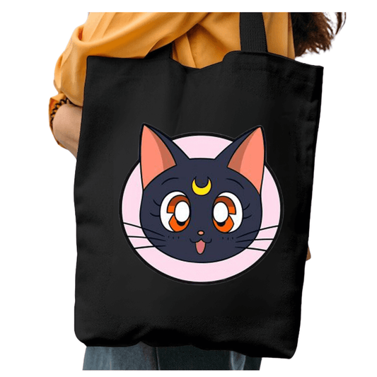 TOTEBAG GATA LUNA SAILOR MOON BOLSO NEGRA ALGODON