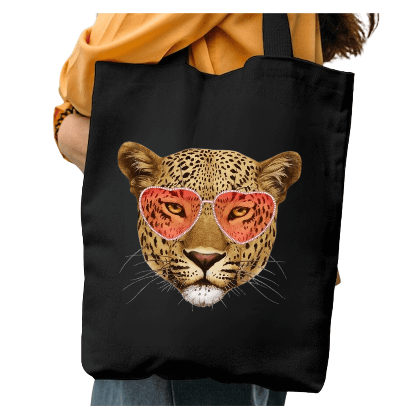 TOTEBAG LEOPARDO BOLSO NEGRA ALGODON