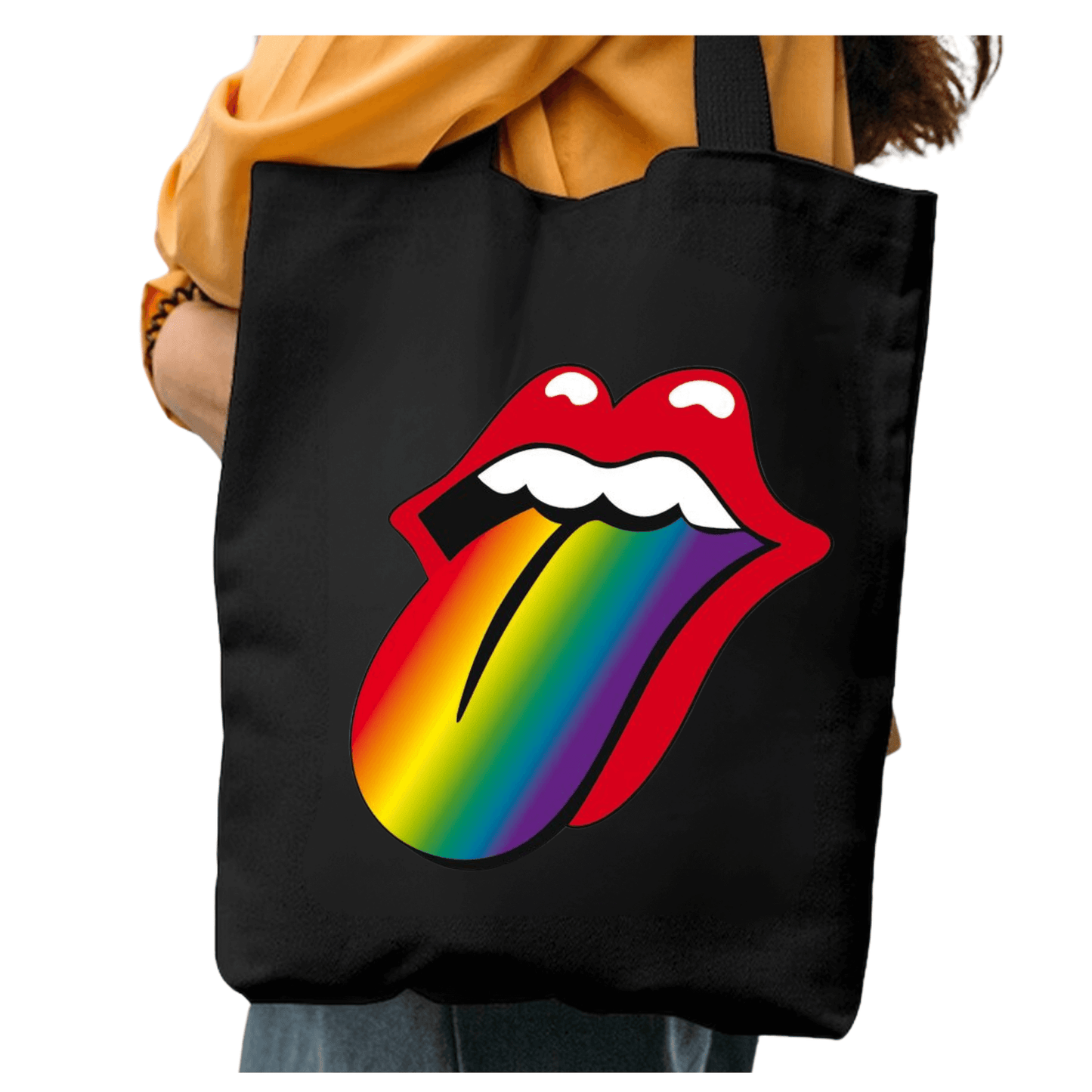 TOTEBAG ROCK ROLLING STONES BOLSO NEGRA ALGODON