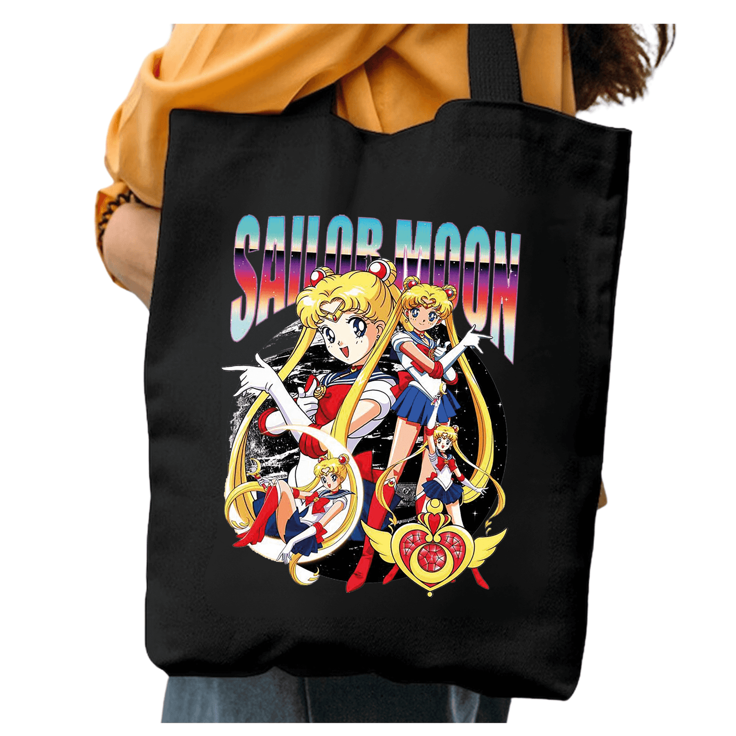 TOTEBAG SAILOR MOON BOLSO NEGRA ALGODON