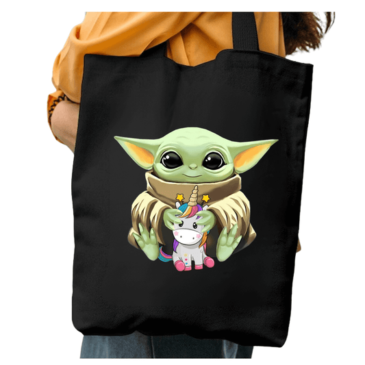 TOTEBAG BABY YODA TIERNO BOLSO NEGRA ALGODON