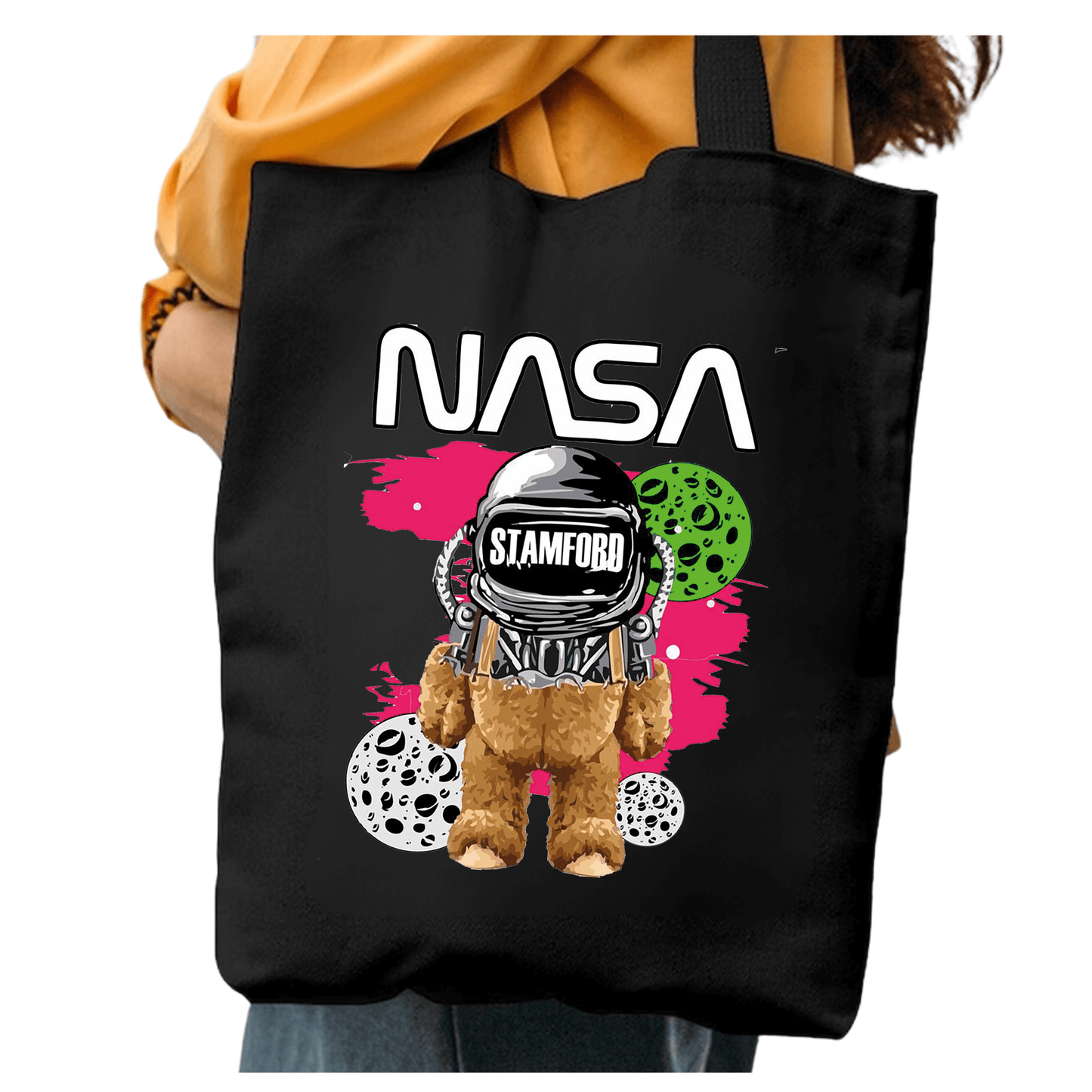 TOTEBAG NASA STAMFORD BOLSO NEGRA ALGODON