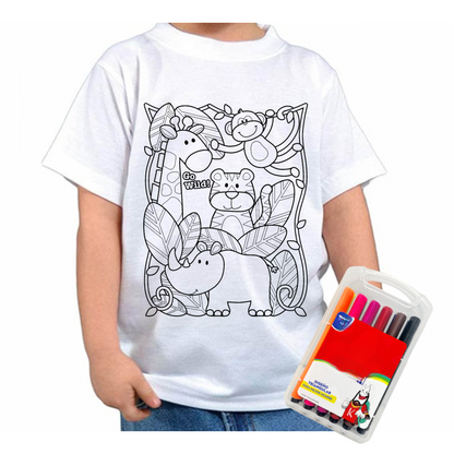 Camiseta Para Colorear Niños Creativa Divertida + Marcadores