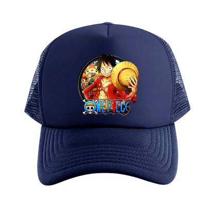 GORRA  FONE PIECE LUFFY  AZUL MALLA TRUCKER