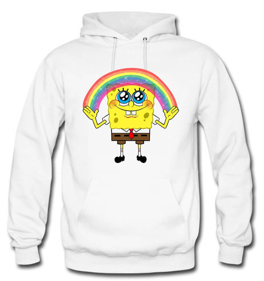 BUZO BOB ESPONJA CAPOTA HOODIE BLANCO